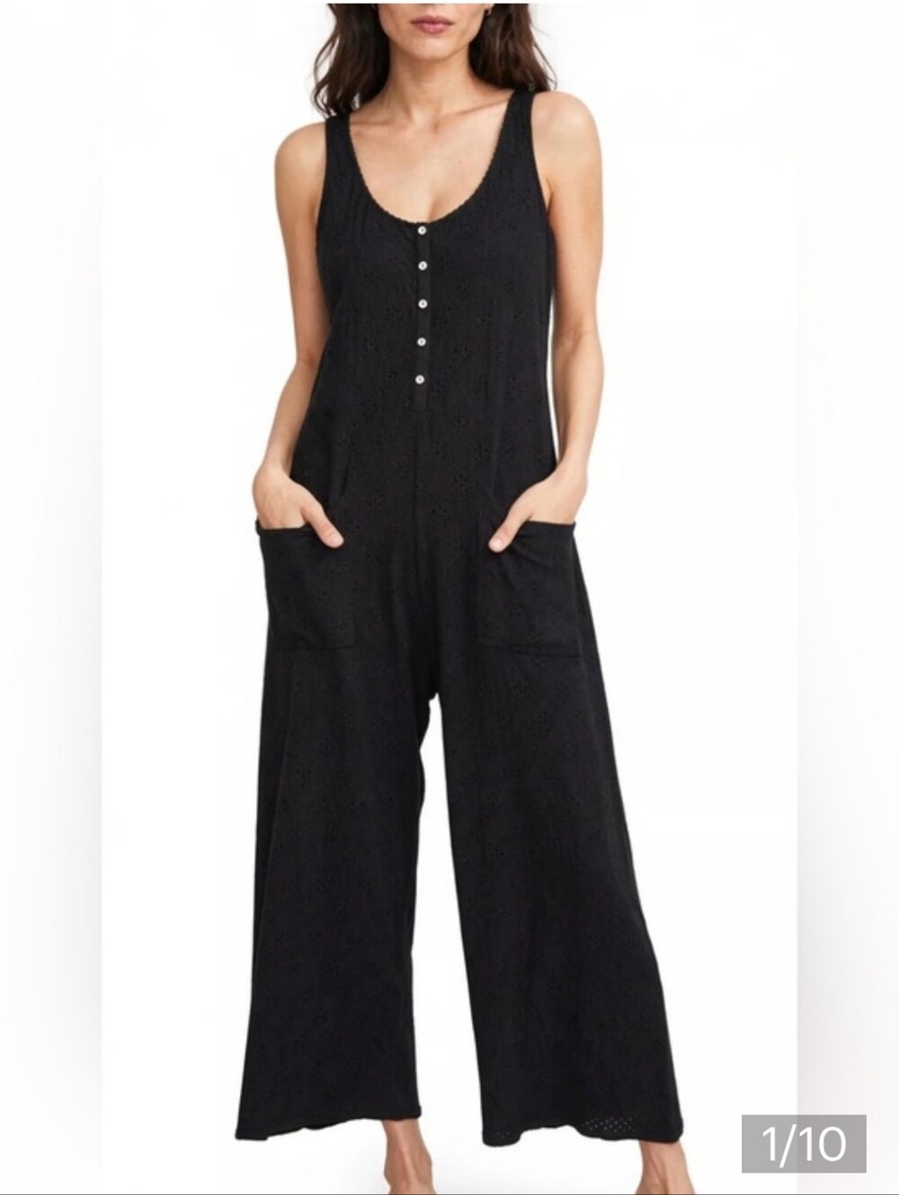Hatch The 24/7 Black Nursing  Wide Leg Maternity Jumpsuit Sz 1/Small
